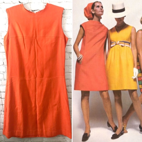 orange linen shift dress